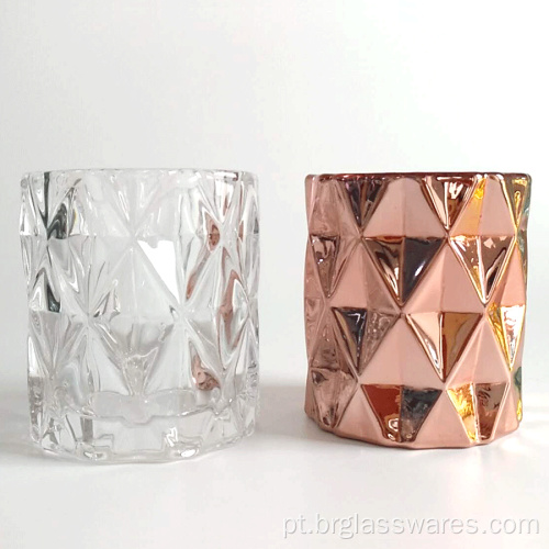Jarra de vidro com vela de diamante para fabricação de velas